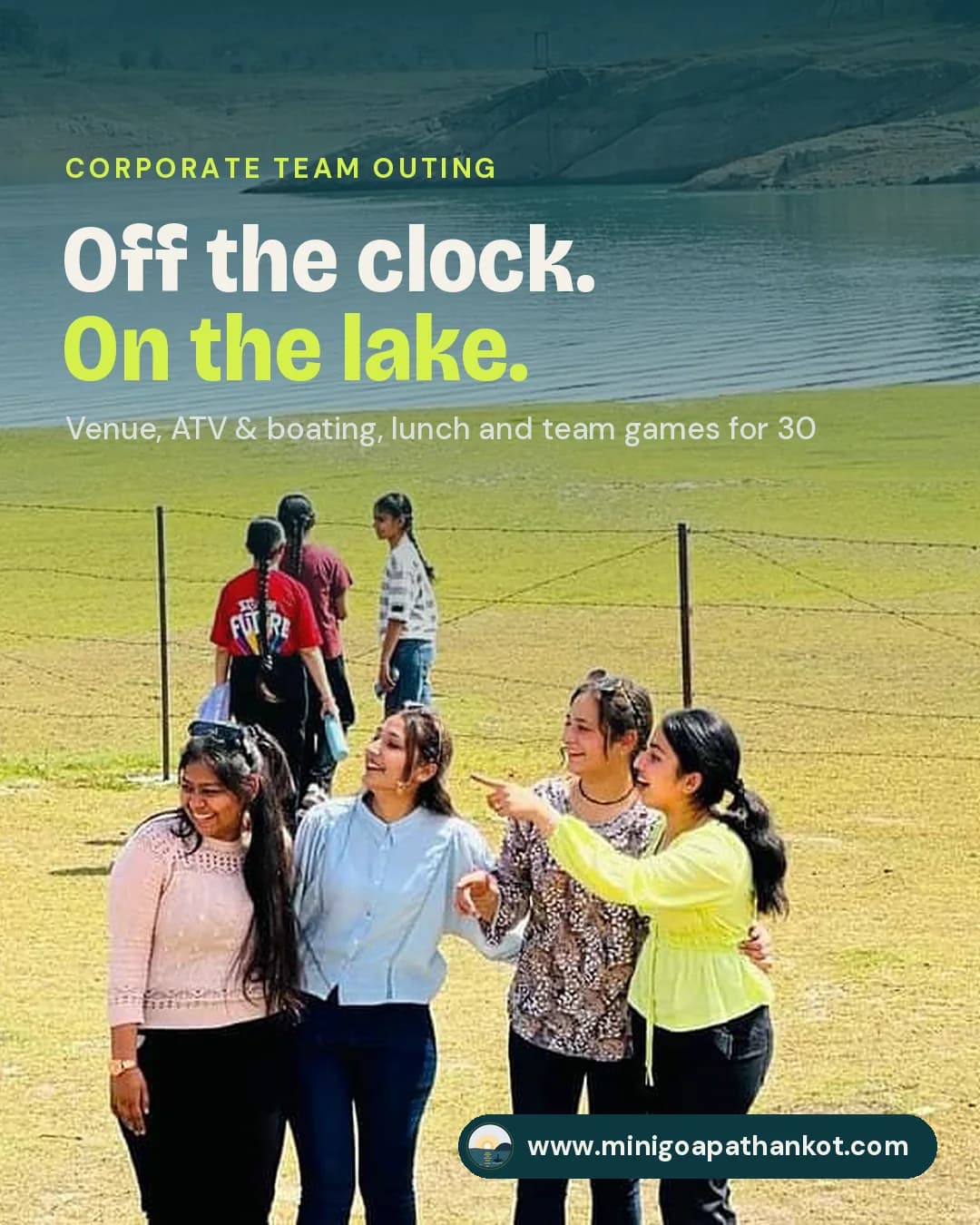Corporate Team Outing — Venue, ATV & boating, lunch and team games for 30